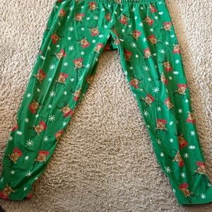 No Boundaries Christmas Green Pajama Bottoms with Reindeer Design